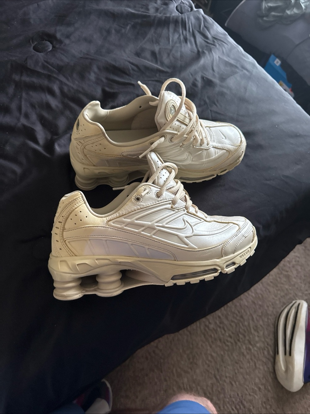 Nike Women’s Cream/White Shox-Style Cushion Sneakers